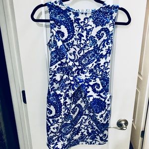 XS Blue and White Printed Dress